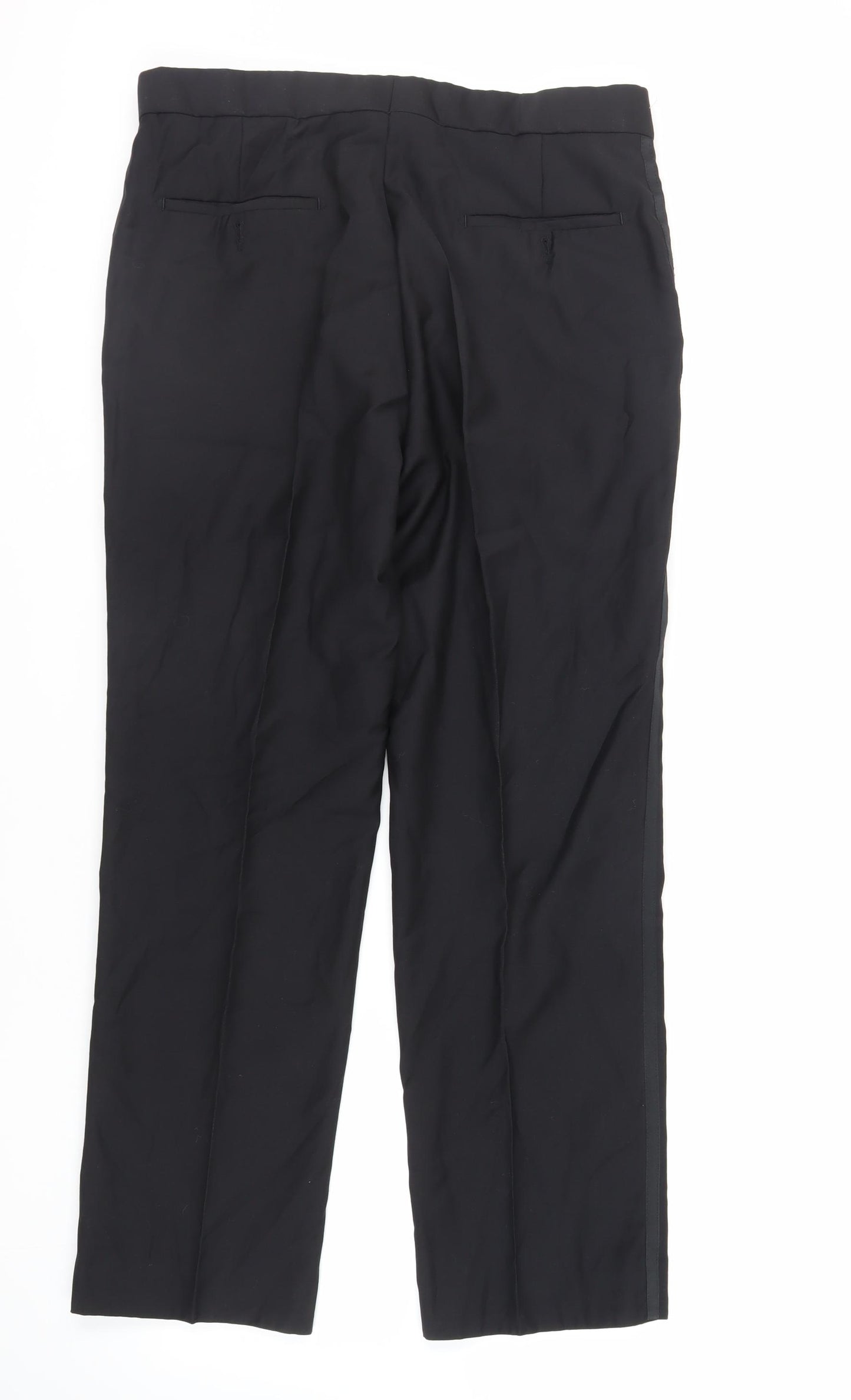 Jeff Banks Mens Black Wool Dress Pants Trousers Size 36 in L31 in Regular Zip