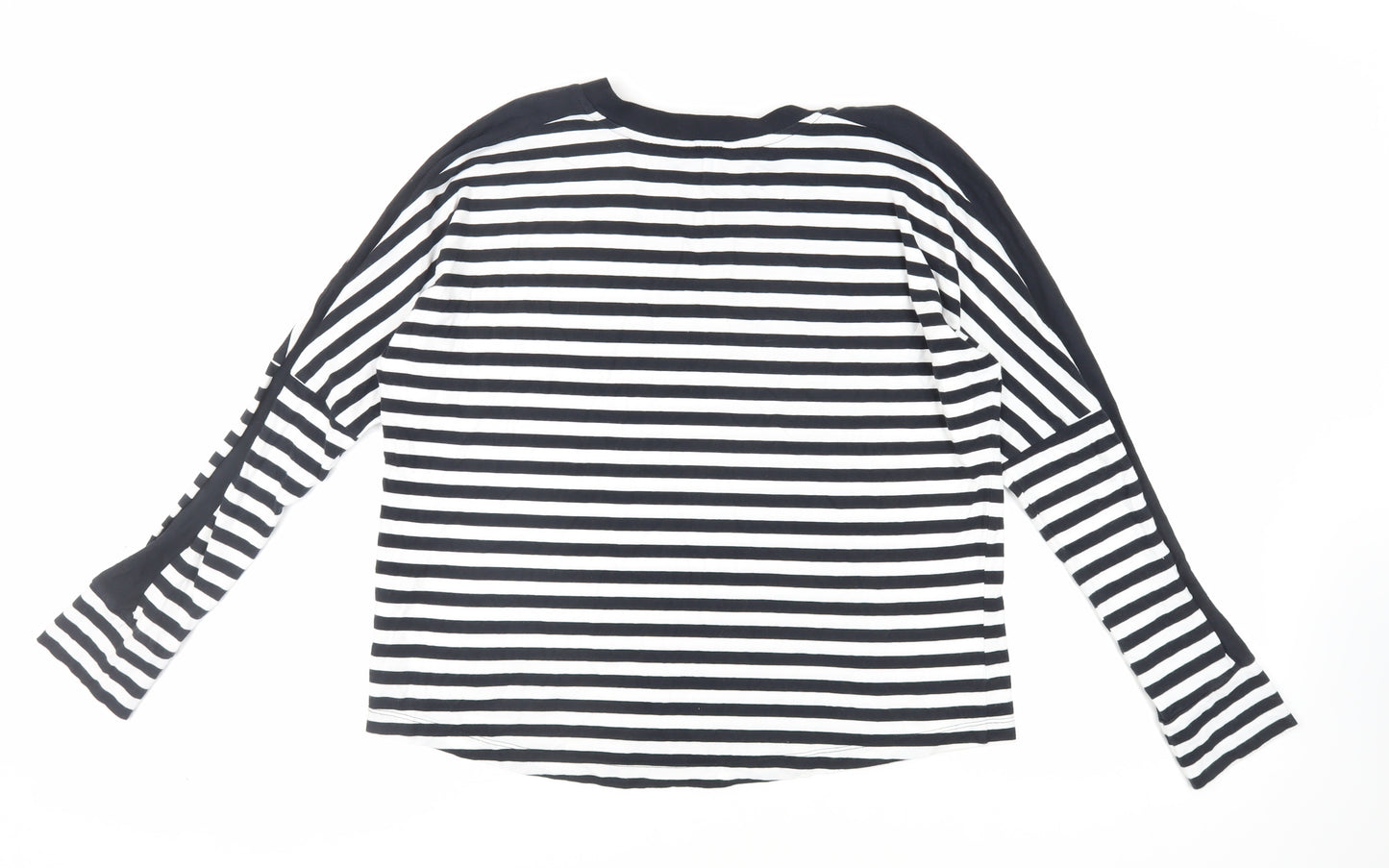 NEXT Womens Black Striped Cotton Basic T-Shirt Size M Crew Neck