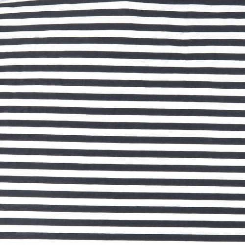 NEXT Womens Black Striped Cotton Basic T-Shirt Size M Crew Neck