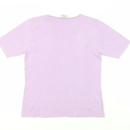Cavita Womens Purple Viscose Basic T-Shirt Size M Square Neck