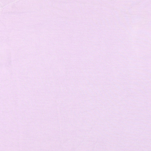 Cavita Womens Purple Viscose Basic T-Shirt Size M Square Neck