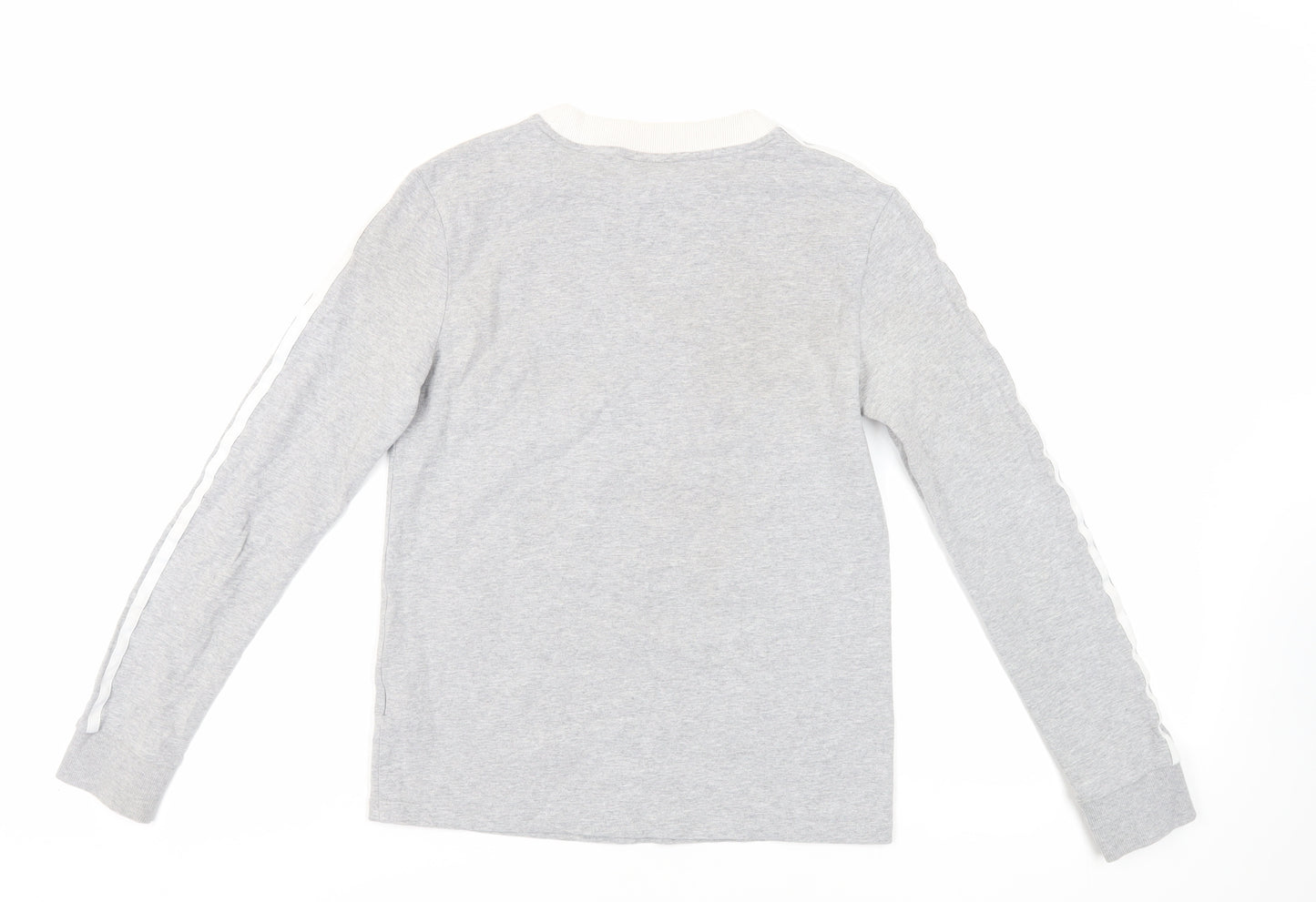 adidas Womens Grey Cotton Basic T-Shirt Size 8 Crew Neck - Logo