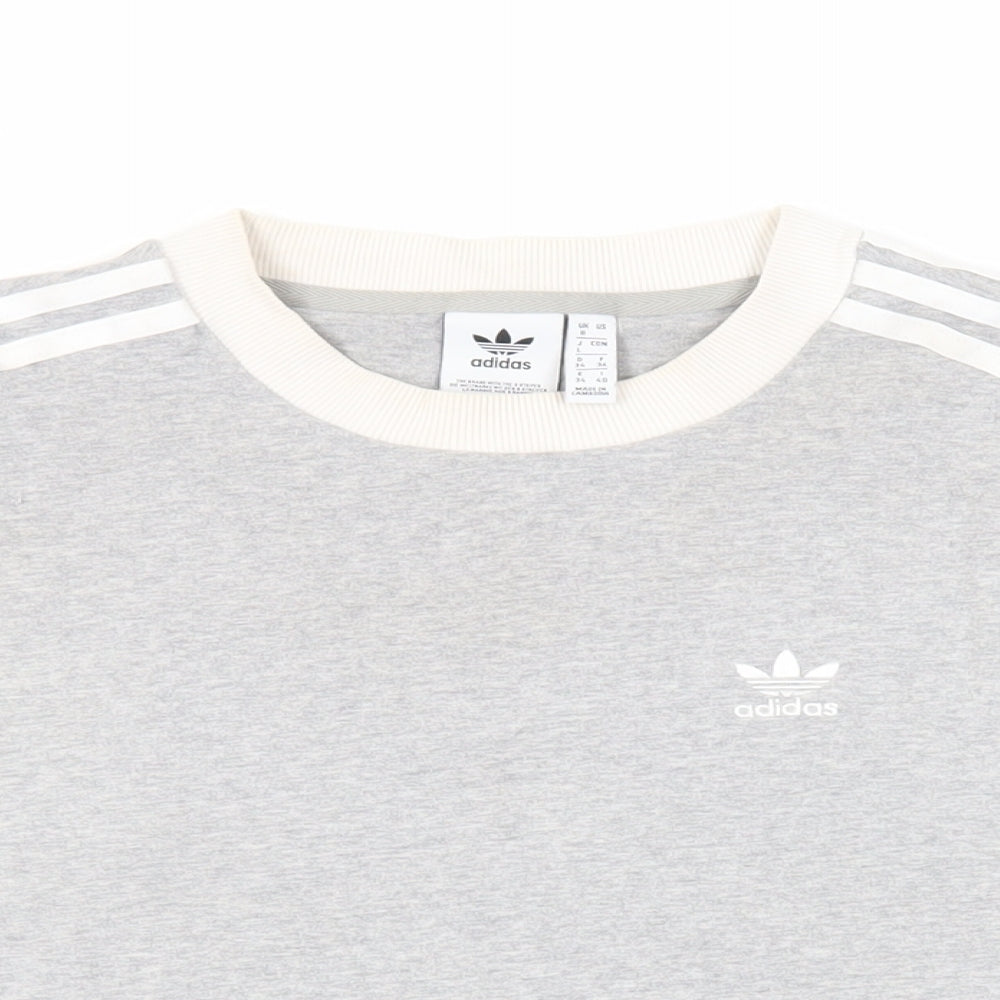 adidas Womens Grey Cotton Basic T-Shirt Size 8 Crew Neck - Logo