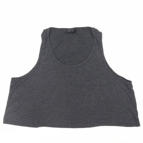 Topshop Womens Grey Viscose Cropped Tank Size 16 Scoop Neck