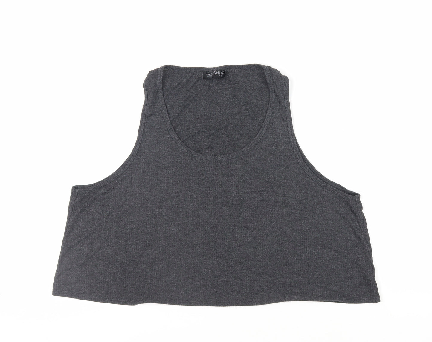 Topshop Womens Grey Viscose Cropped Tank Size 16 Scoop Neck