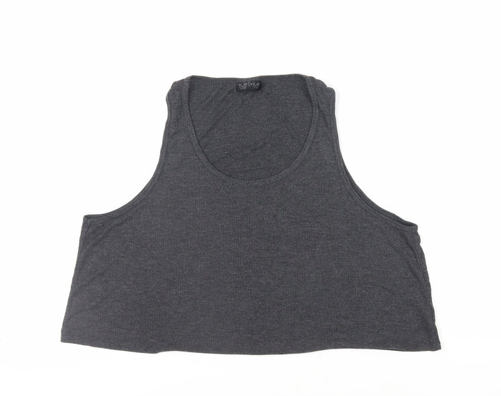 Topshop Womens Grey Viscose Cropped Tank Size 16 Scoop Neck