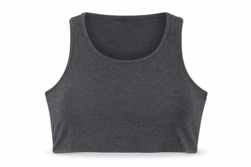 Topshop Womens Grey Viscose Cropped Tank Size 16 Scoop Neck