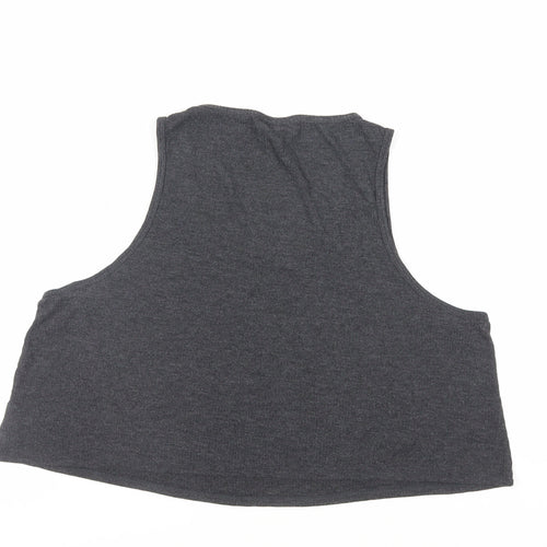 Topshop Womens Grey Viscose Cropped Tank Size 16 Scoop Neck