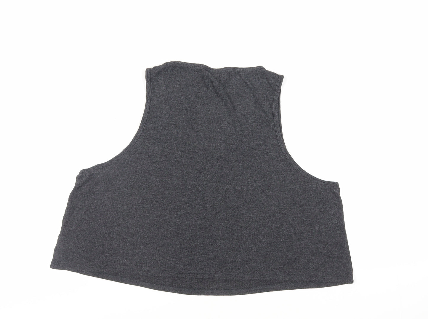 Topshop Womens Grey Viscose Cropped Tank Size 16 Scoop Neck