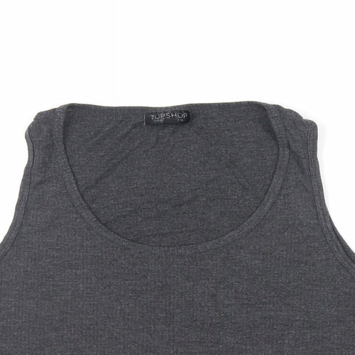 Topshop Womens Grey Viscose Cropped Tank Size 16 Scoop Neck