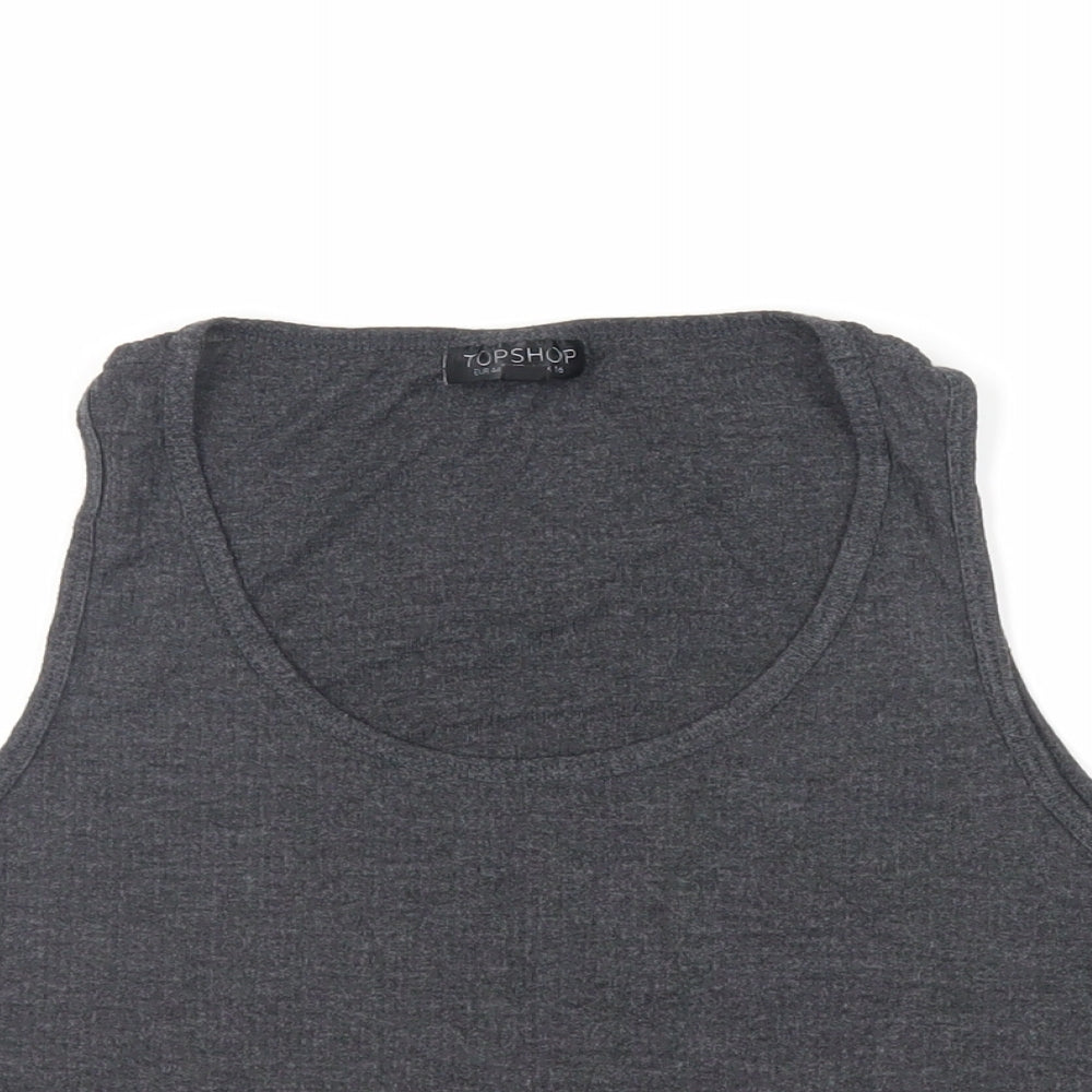 Topshop Womens Grey Viscose Cropped Tank Size 16 Scoop Neck