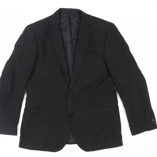 Marks and Spencer Mens Black Polyester Jacket Suit Jacket Size 40 Regular