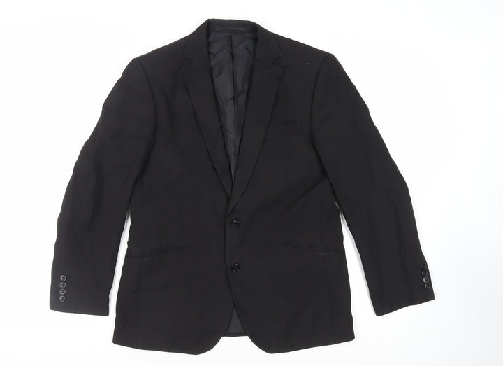 Marks and Spencer Mens Black Polyester Jacket Suit Jacket Size 40 Regular