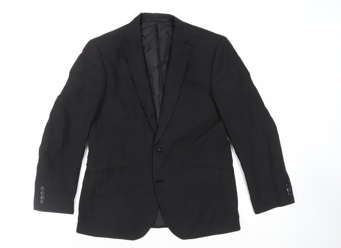 Marks and Spencer Mens Black Polyester Jacket Suit Jacket Size 40 Regular