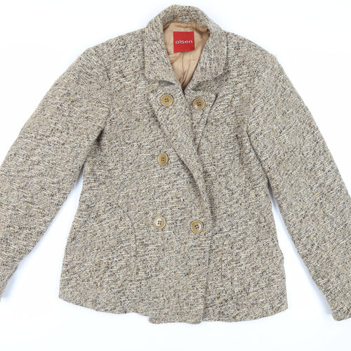 Olsen Womens Beige Jacket Blazer Size 12 Button