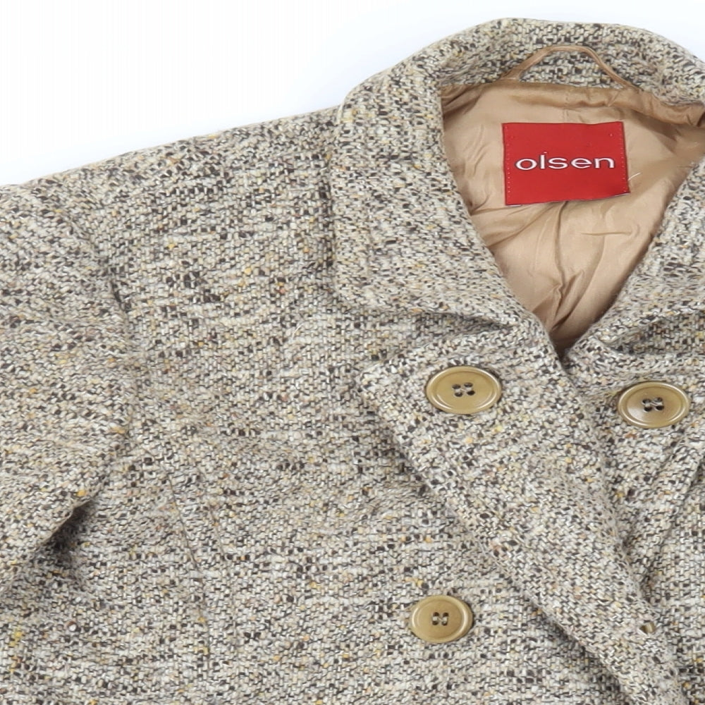Olsen Womens Beige Jacket Blazer Size 12 Button