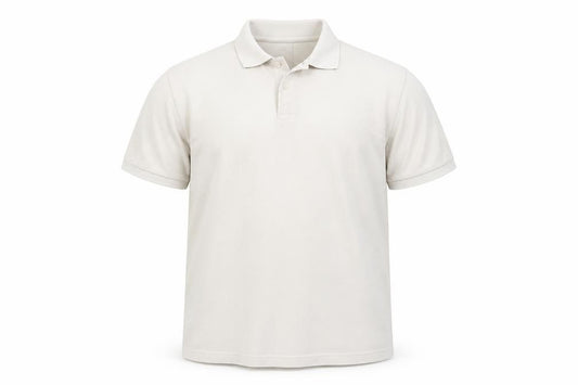 Front view of Zantos men’s beige cotton polo, size 2XL, collared button