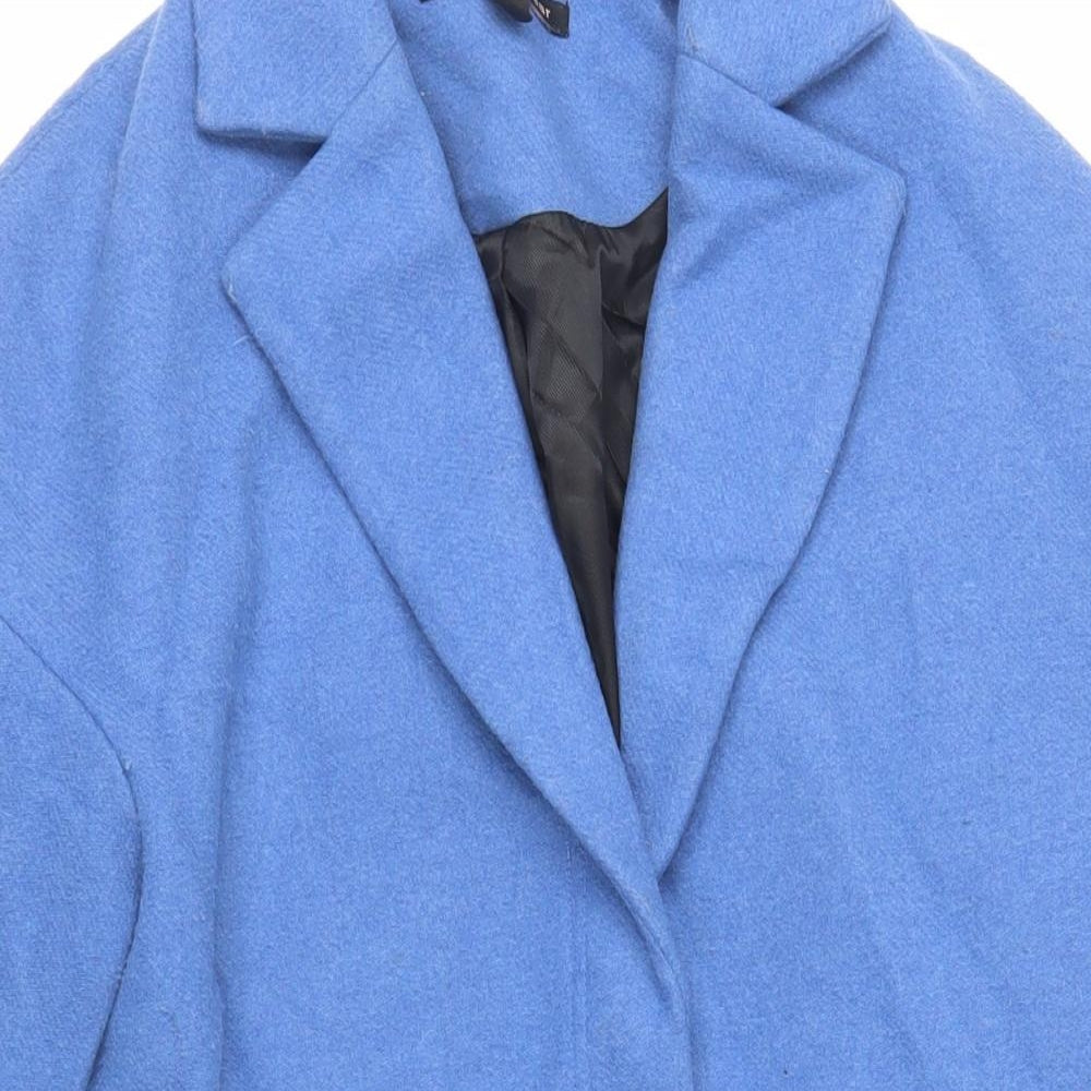 Zara Womens Blue Overcoat Coat Size S Button