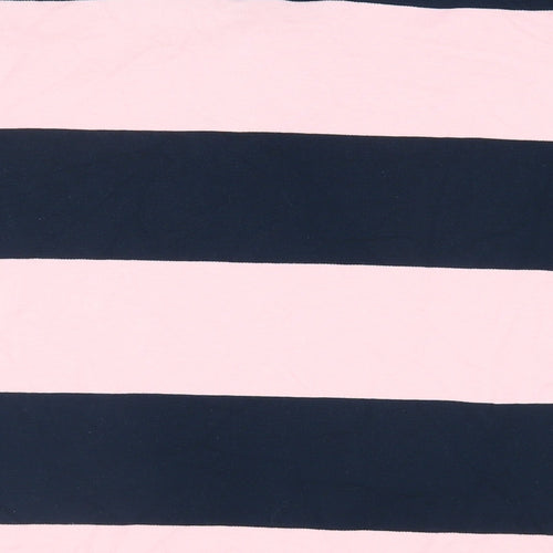 Marks and Spencer Mens Pink Striped Cotton Polo Size M Collared Button