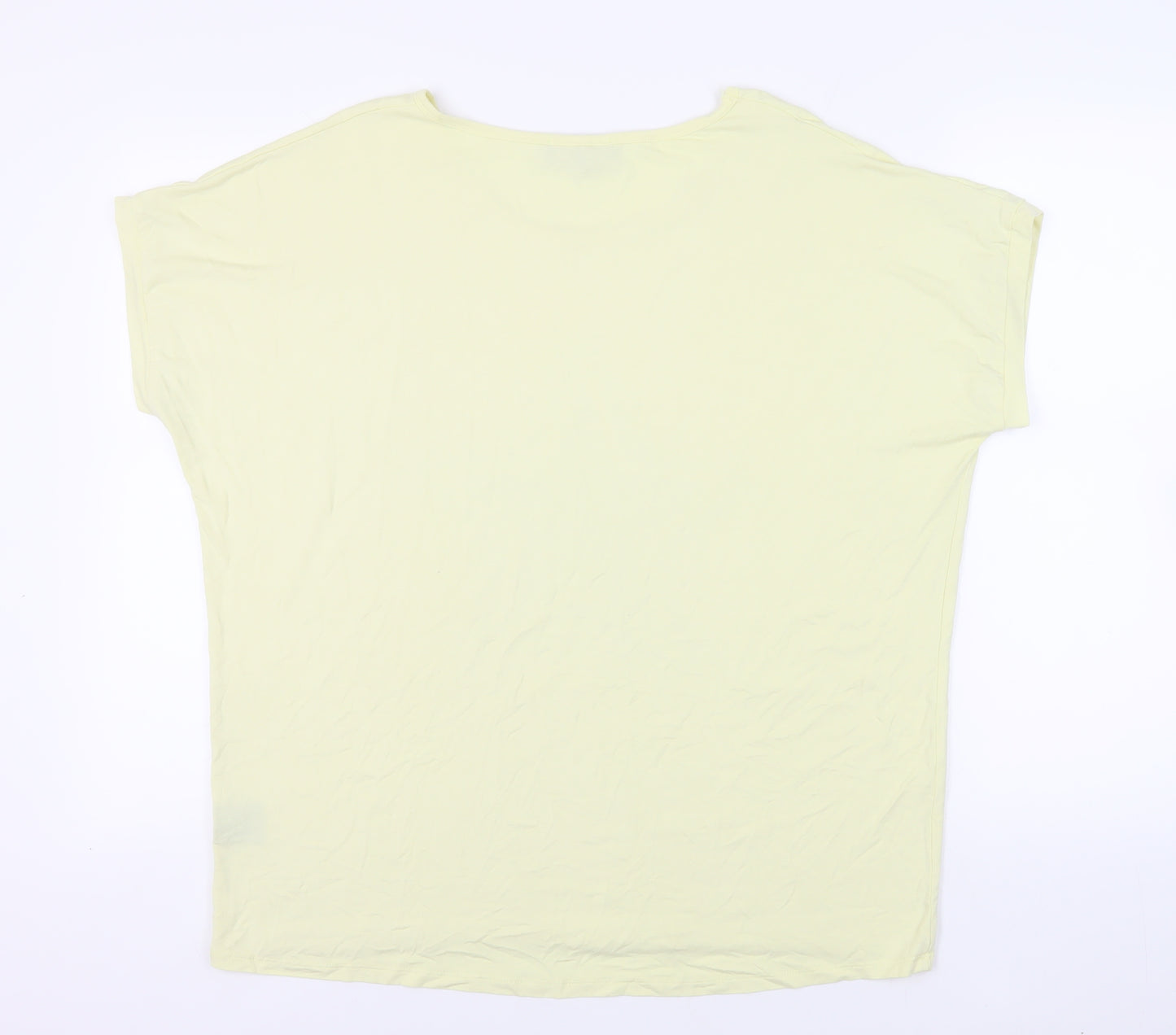 Frank Usher Womens Yellow Cotton Tunic T-Shirt Size L Boat Neck - Studded