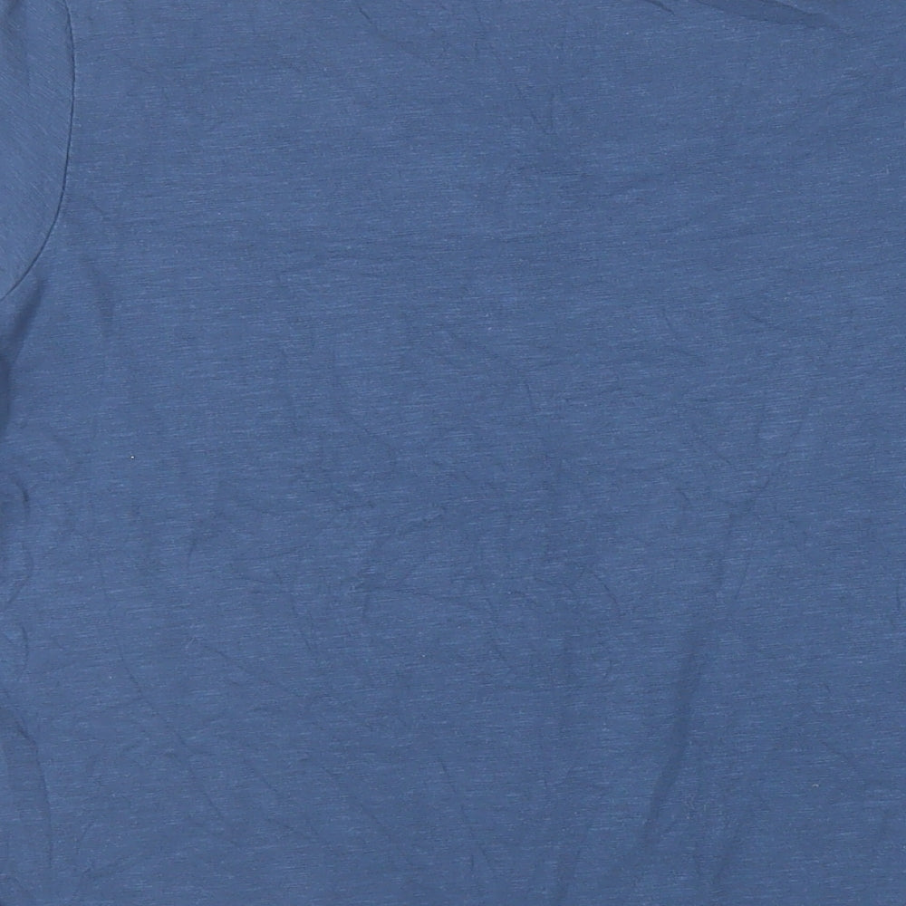 One Earth Womens Blue Cotton Basic T-Shirt Size 14 Round Neck - Embroidered Detail