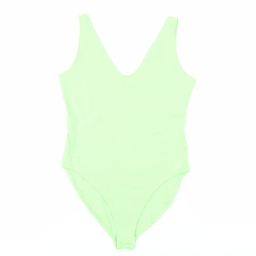 Miss Selfridge Womens Green Cotton Bodysuit One-Piece Size 12 Snap