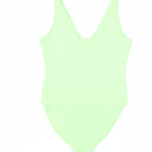 Miss Selfridge Womens Green Cotton Bodysuit One-Piece Size 12 Snap