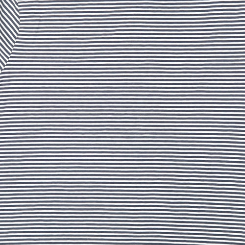 Marks and Spencer Womens Blue Striped Cotton Basic T-Shirt Size 14 Crew Neck