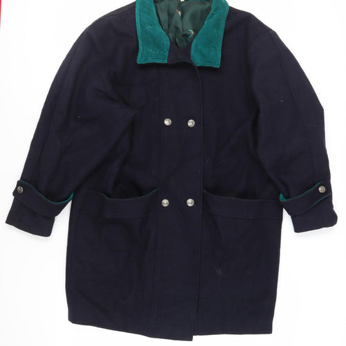 Miss Smith Womens Blue Overcoat Coat Size 14 Button - Vintage