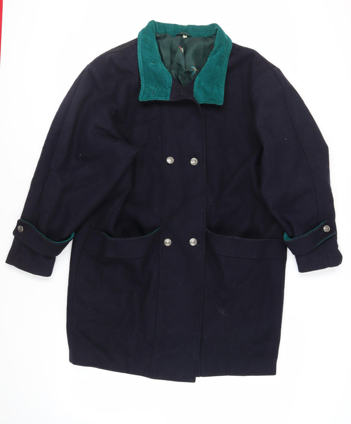 Miss Smith Womens Blue Overcoat Coat Size 14 Button - Vintage