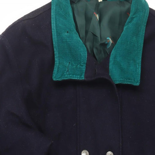 Miss Smith Womens Blue Overcoat Coat Size 14 Button - Vintage