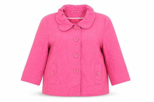 Front view of Klass women’s pink jacket blazer, size UK 18, button
