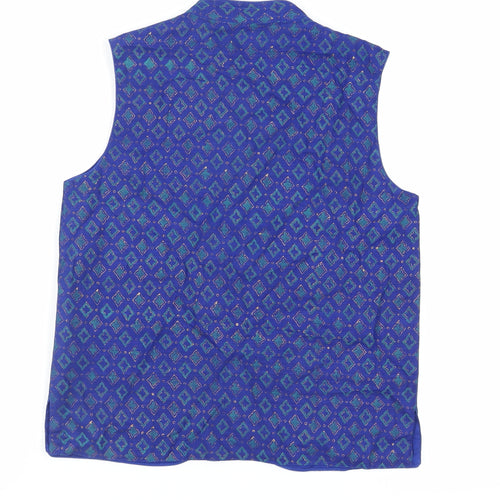 Fabindia Boys Blue Geometric Jacket Waistcoat Size 10-11 Years Button