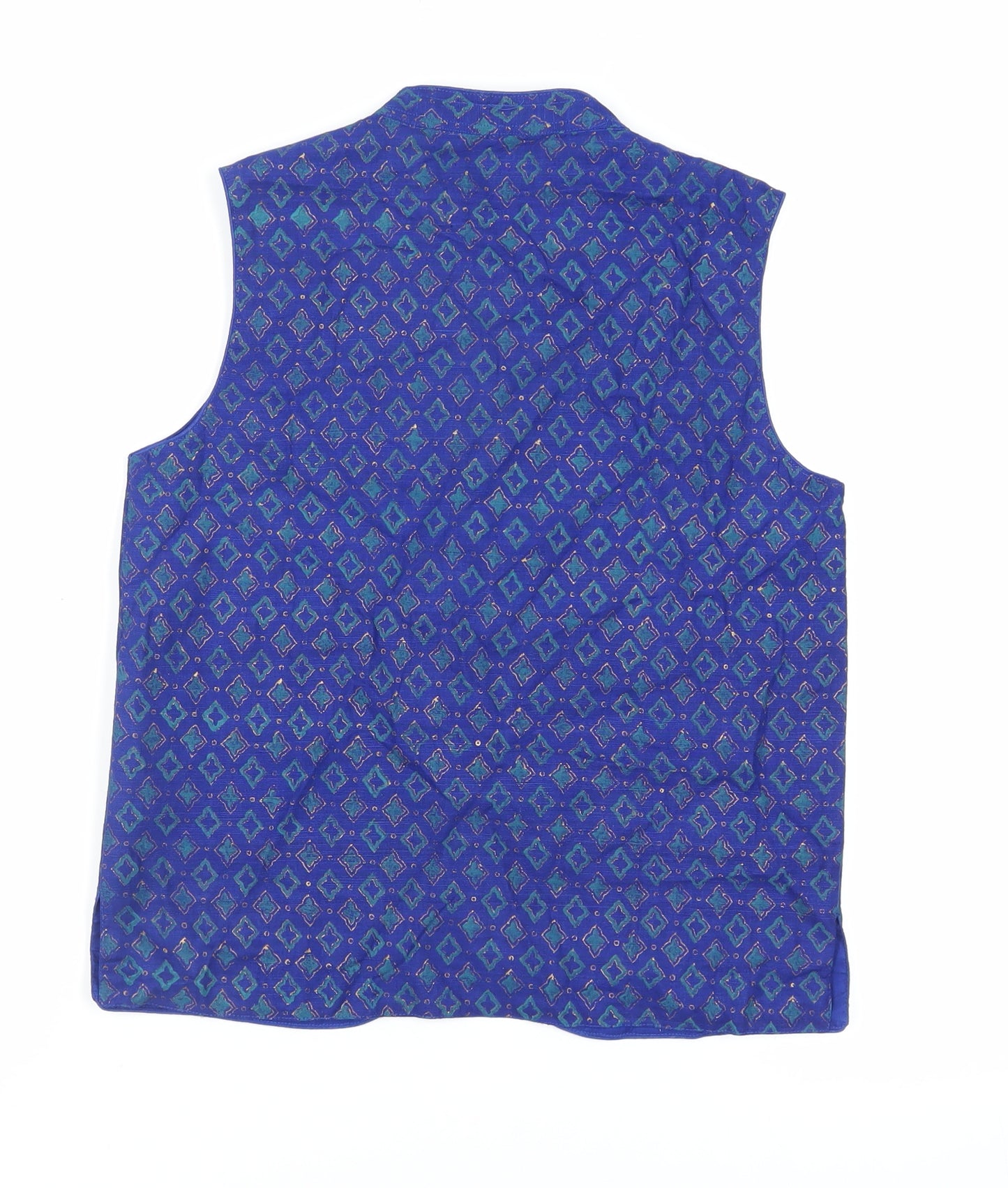 Fabindia Boys Blue Geometric Jacket Waistcoat Size 10-11 Years Button