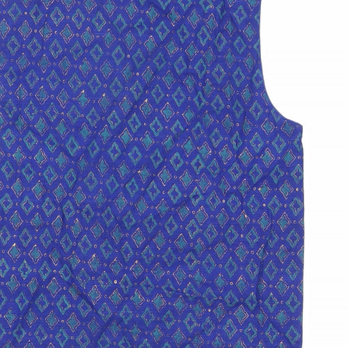 Fabindia Boys Blue Geometric Jacket Waistcoat Size 10-11 Years Button