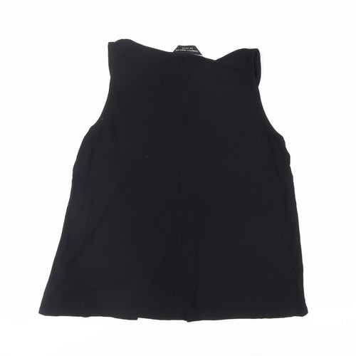 Dorothy Perkins Womens Black Cotton Basic Tank Size 8 Round Neck - Lace Detail