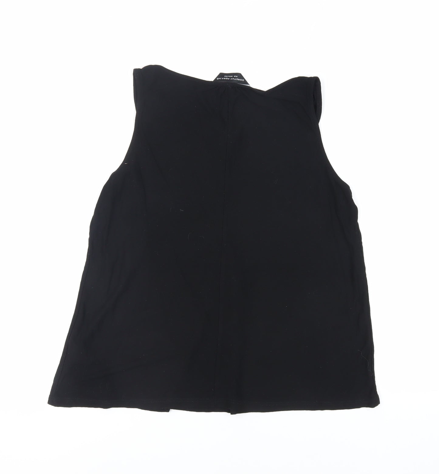 Dorothy Perkins Womens Black Cotton Basic Tank Size 8 Round Neck - Lace Detail