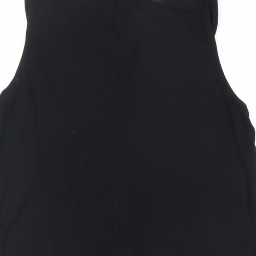 Dorothy Perkins Womens Black Cotton Basic Tank Size 8 Round Neck - Lace Detail
