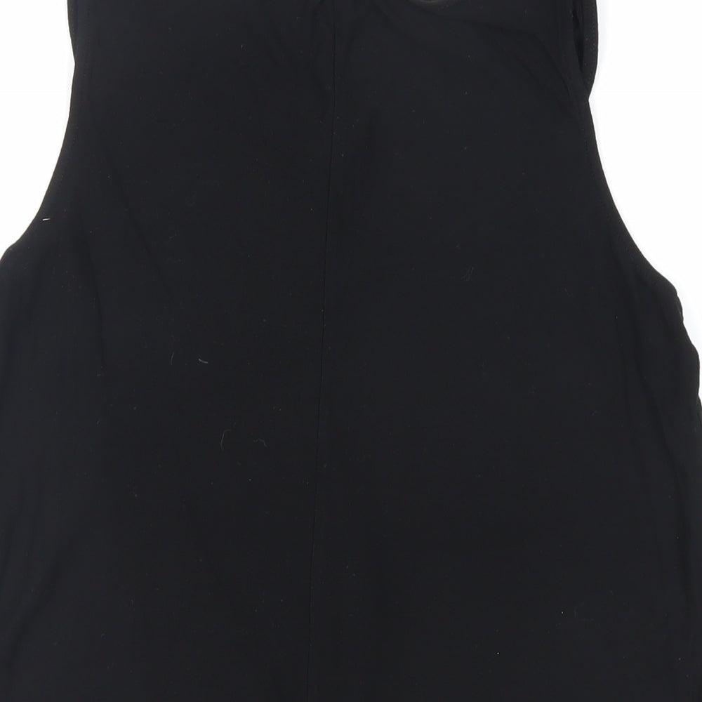 Dorothy Perkins Womens Black Cotton Basic Tank Size 8 Round Neck - Lace Detail
