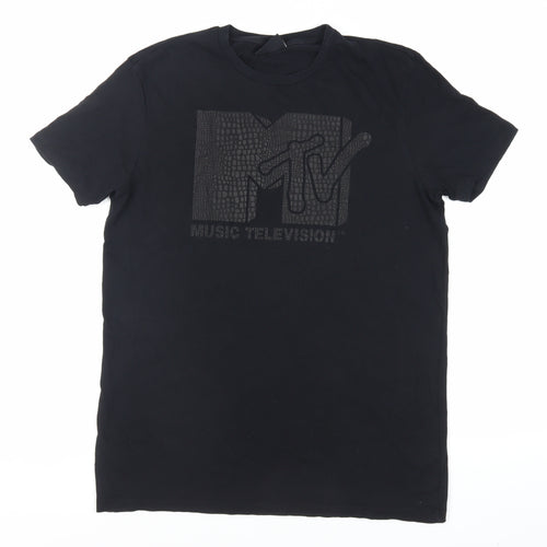 ASOS Mens Black Cotton T-Shirt Size M Crew Neck - MTV