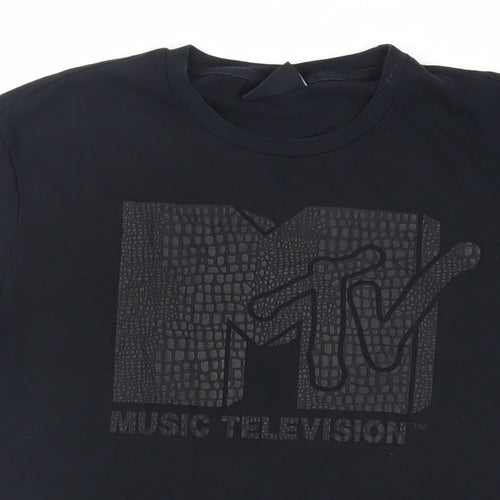 ASOS Mens Black Cotton T-Shirt Size M Crew Neck - MTV