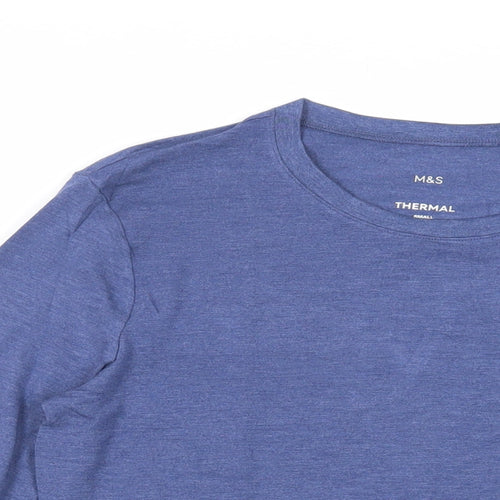Marks and Spencer Mens Blue Acrylic T-Shirt Size S Crew Neck - Thermal