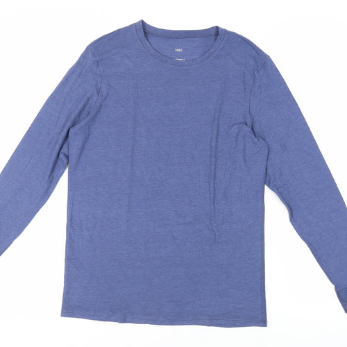 Marks and Spencer Mens Blue Acrylic T-Shirt Size M Crew Neck - Thermal