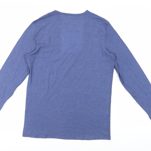 Marks and Spencer Mens Blue Acrylic T-Shirt Size M Crew Neck - Thermal