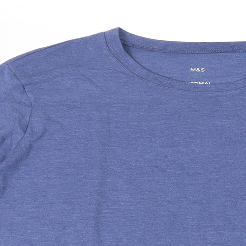 Marks and Spencer Mens Blue Acrylic T-Shirt Size M Crew Neck - Thermal