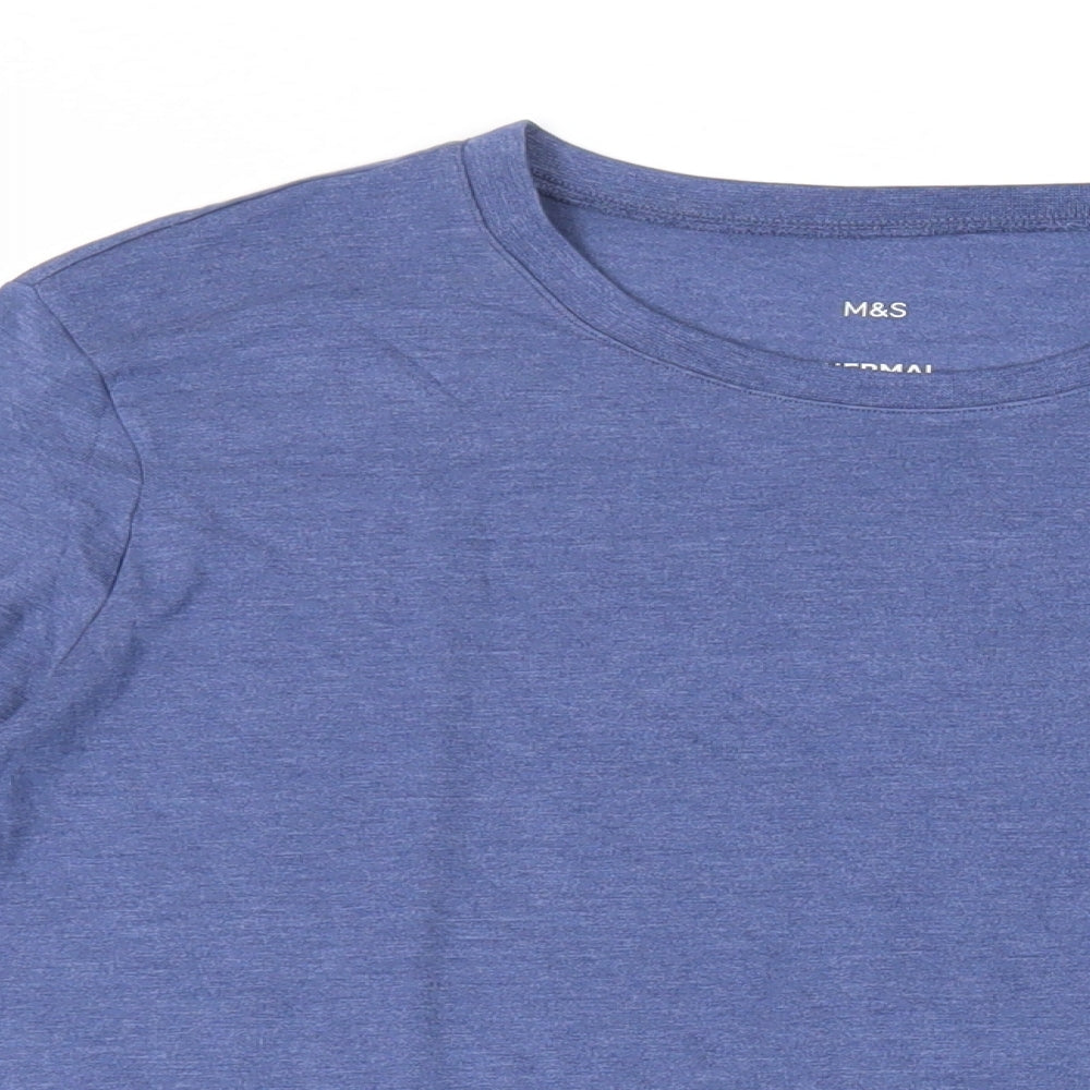 Marks and Spencer Mens Blue Acrylic T-Shirt Size M Crew Neck - Thermal