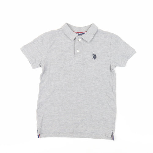 US Polo Assn. Boys Grey Cotton Basic Polo Size 8-9 Years Collared Button - Logo