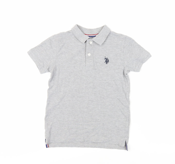 US Polo Assn. Boys Grey Cotton Basic Polo Size 8-9 Years Collared Button - Logo