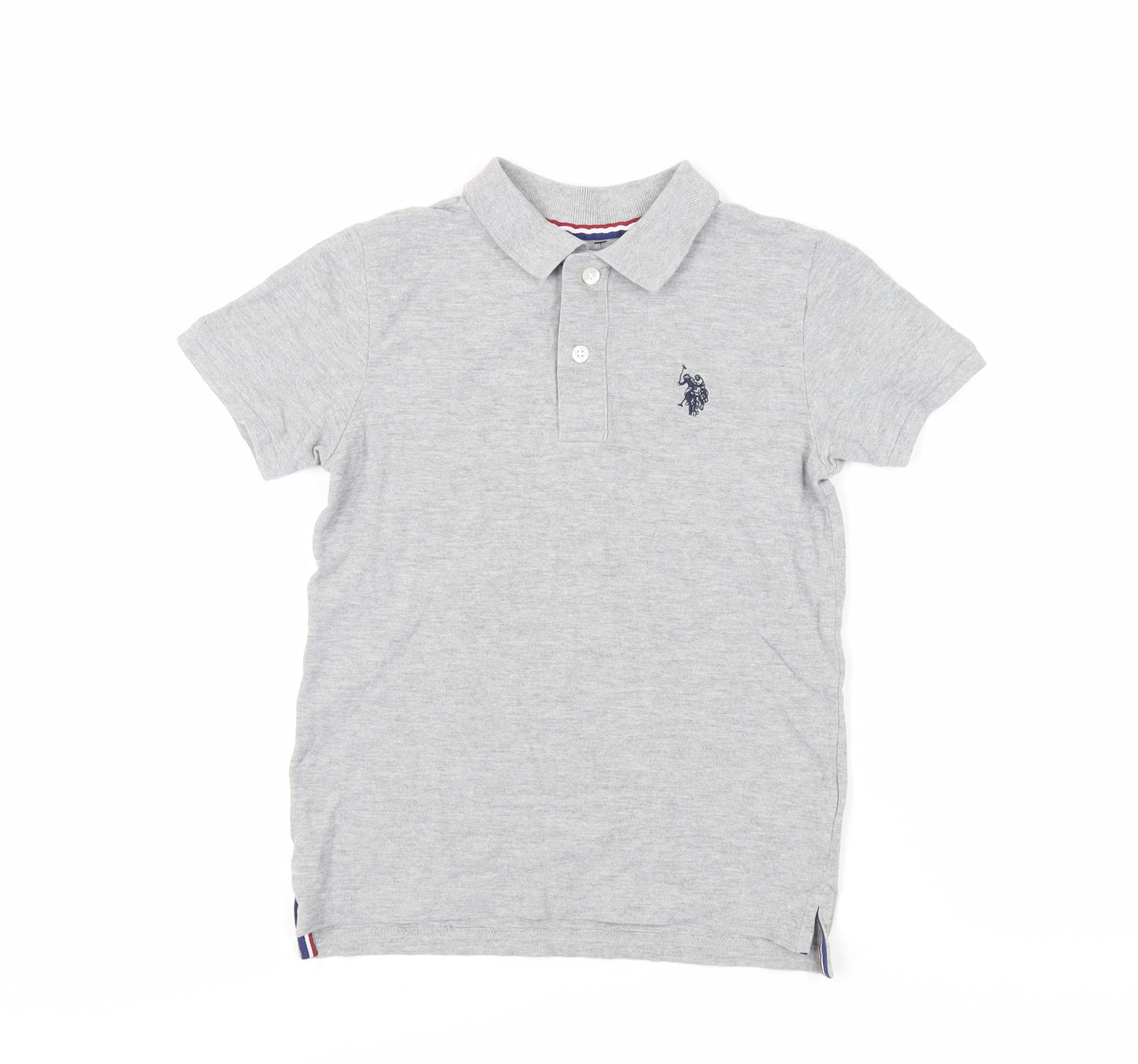 US Polo Assn. Boys Grey Cotton Basic Polo Size 8-9 Years Collared Button - Logo