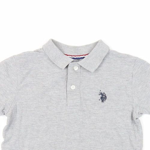 US Polo Assn. Boys Grey Cotton Basic Polo Size 8-9 Years Collared Button - Logo